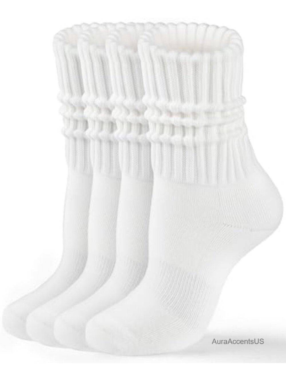 Slouchy Crew Socks Women Cotton Cozy Workout Mid-Calf Athletic Socks